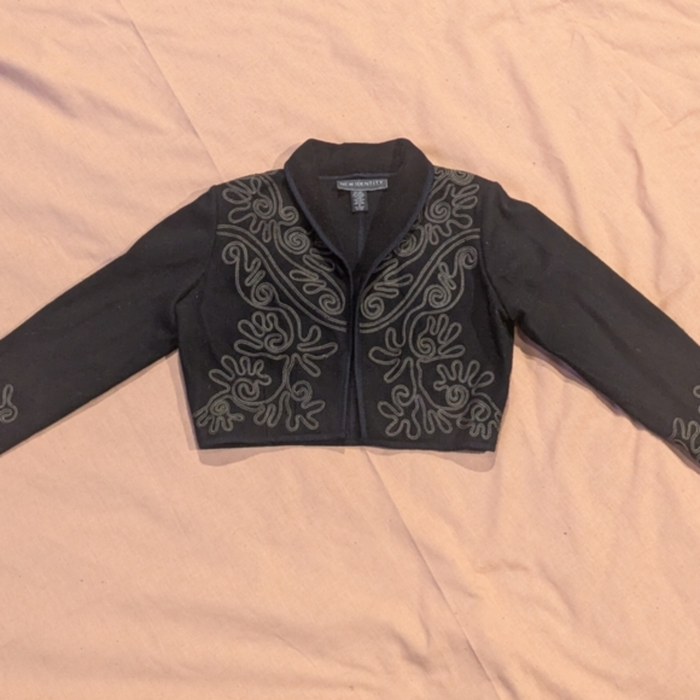 Vintage New Identity Embroidered Cropped Wool Jacket